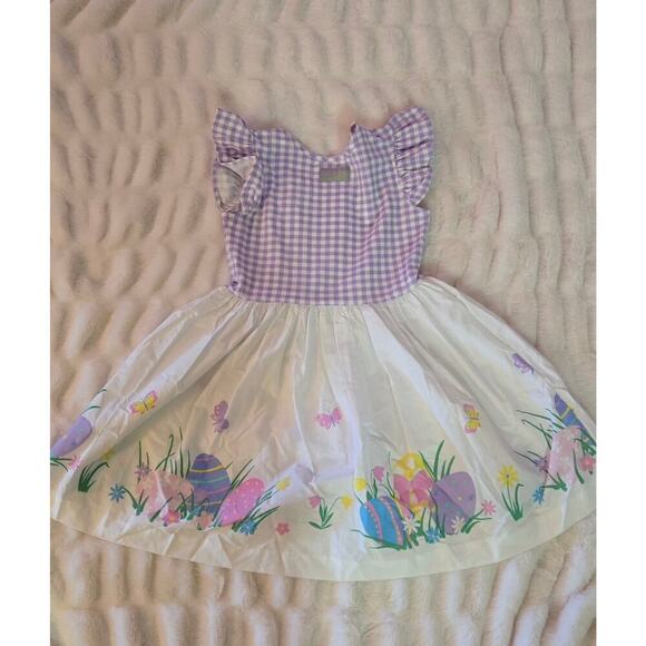 Eleanor Rose Easter dress Size 6-7 Easter Eggs purple gingham - Picture 4 of 4
